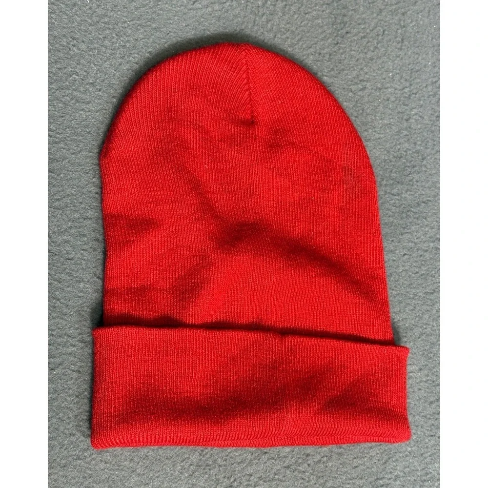 Pizza Hut Red Beanie Hat Stretch Cap w/ White Embroidered Logo Employee‎ Uniform